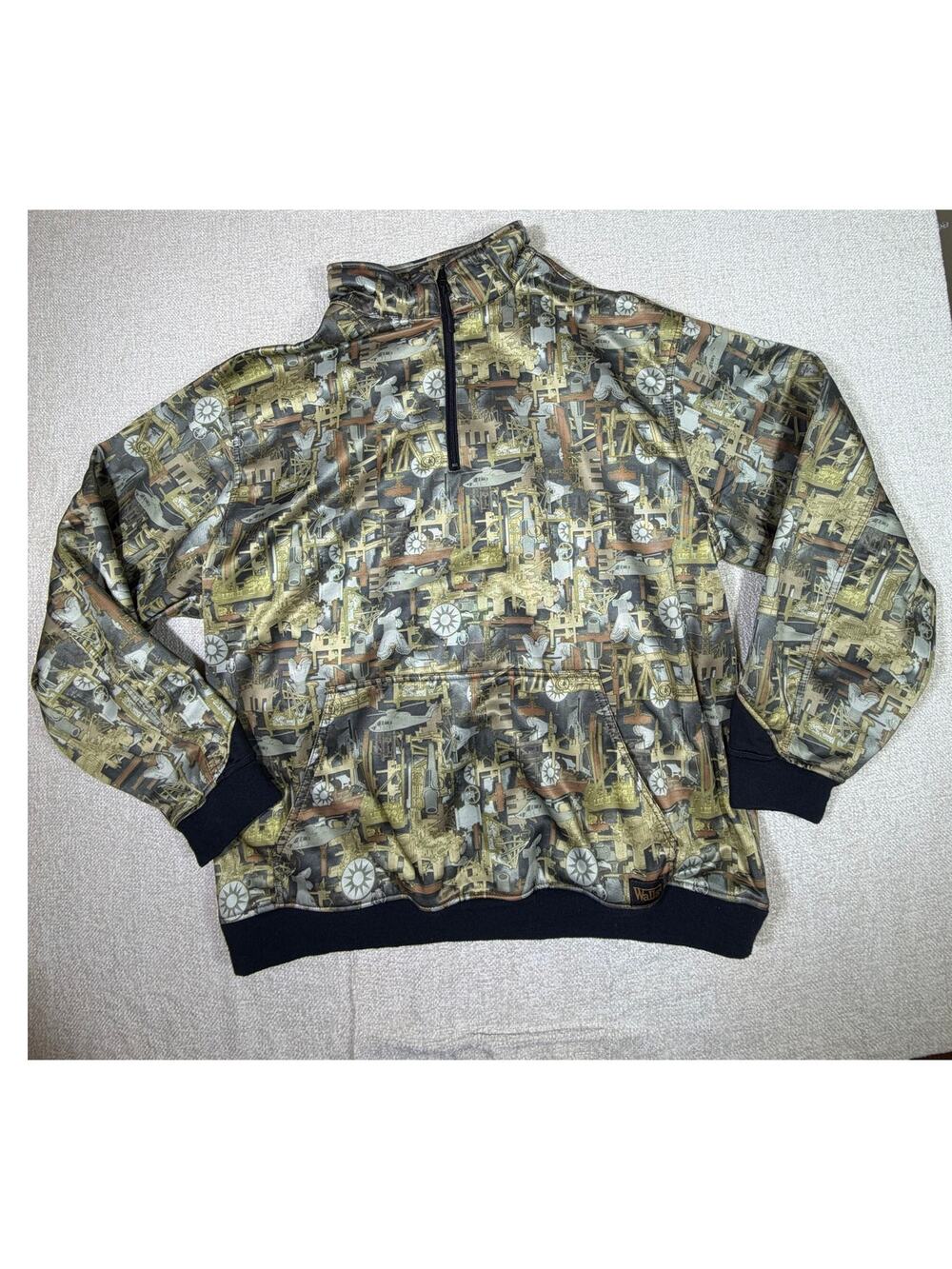 Walls Men's 2XL Green Gold Oilfield Camo 1/4 Zip Long Sleeve Pullover Workwear